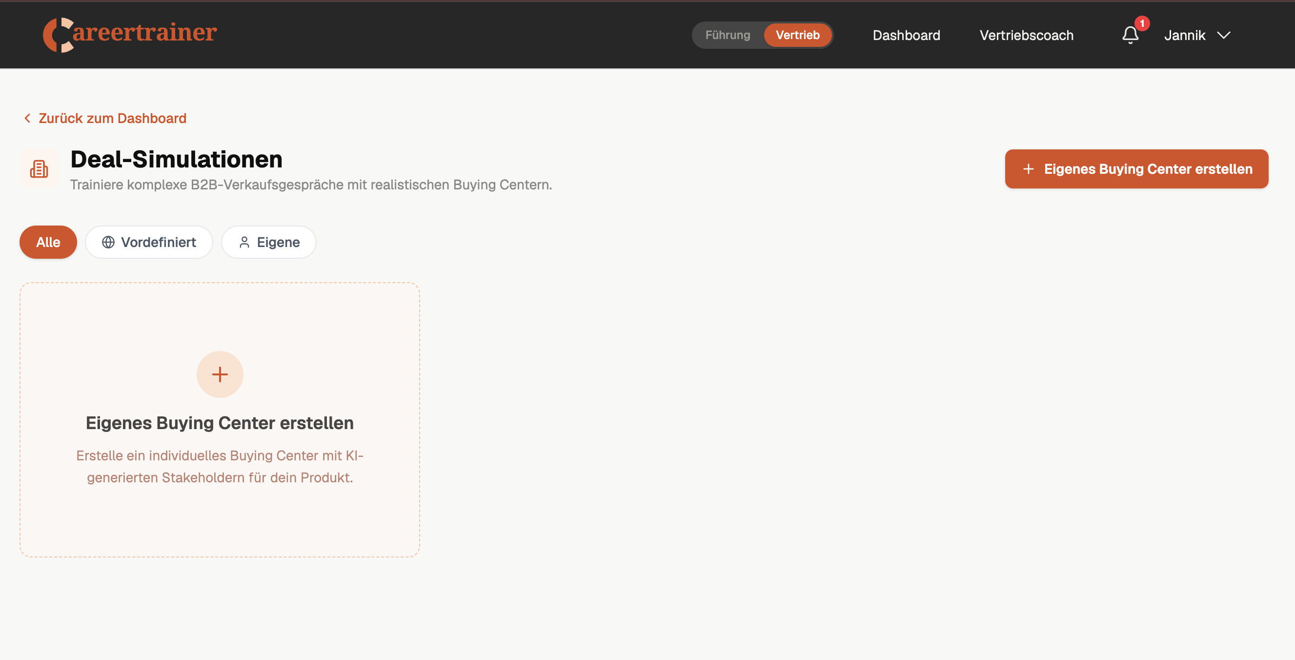 Deal-Simulationen im Vertrieb mit Option zum Erstellen eines eigenen Buying Centers